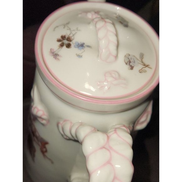 Antique Haviland Limoges English Registry 11pc Pink Braided Rope Handles Tea Set - Picture 6 of 12